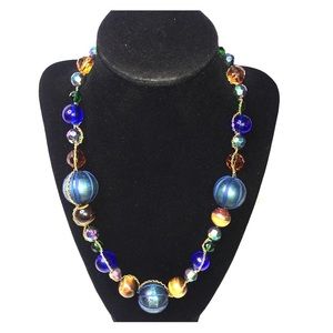 WoodenBead Necklace Gold chain Multi Color